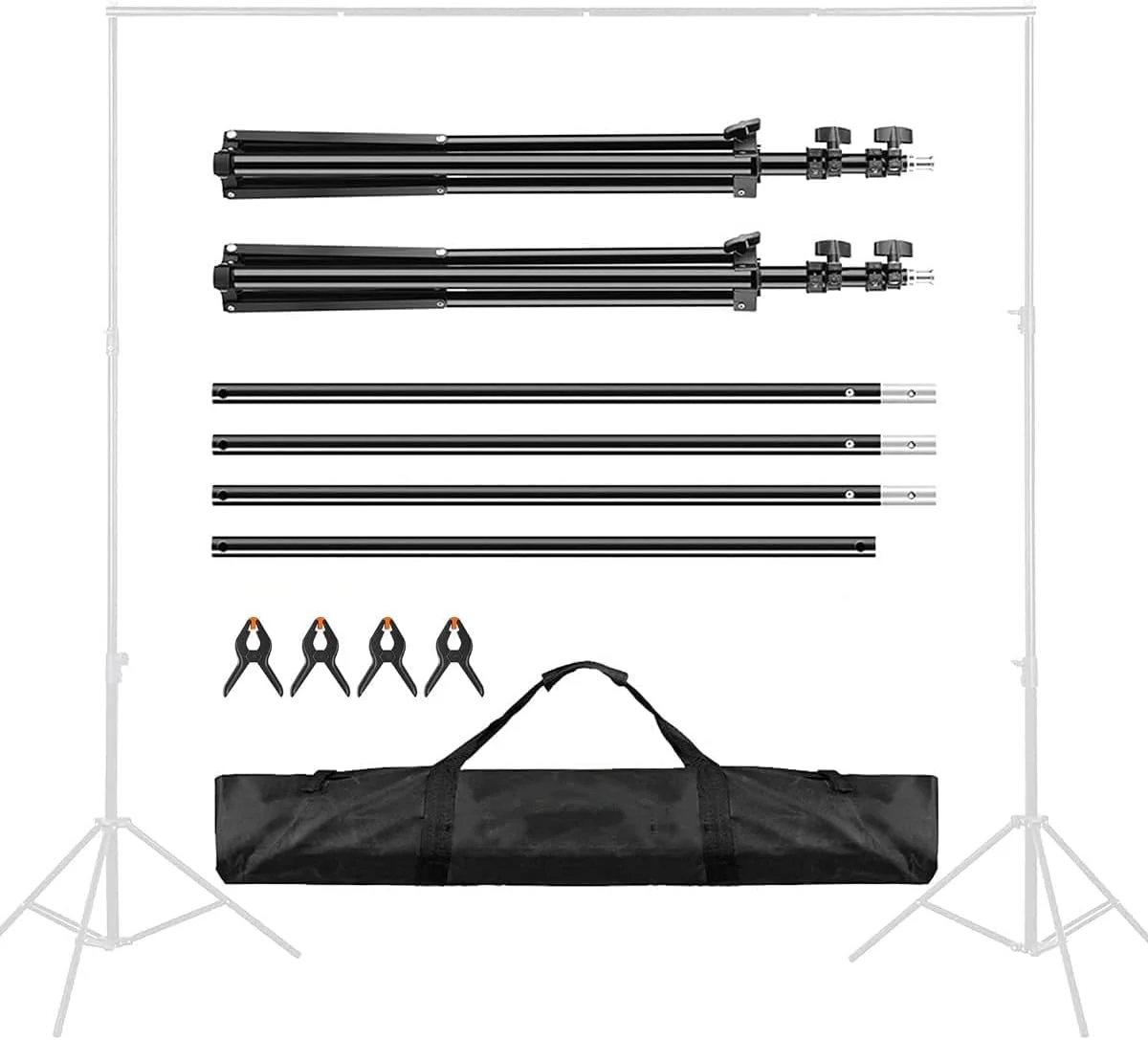پایه фон عکاسی پادوم 2x3 متر با گیره فنری، سیستم پشتیبانی پس زمینه عکس و فیلم برای عروسی، عکاسی، نمایش تبلیغاتی، مهمانی ها، به همراه کیف حمل