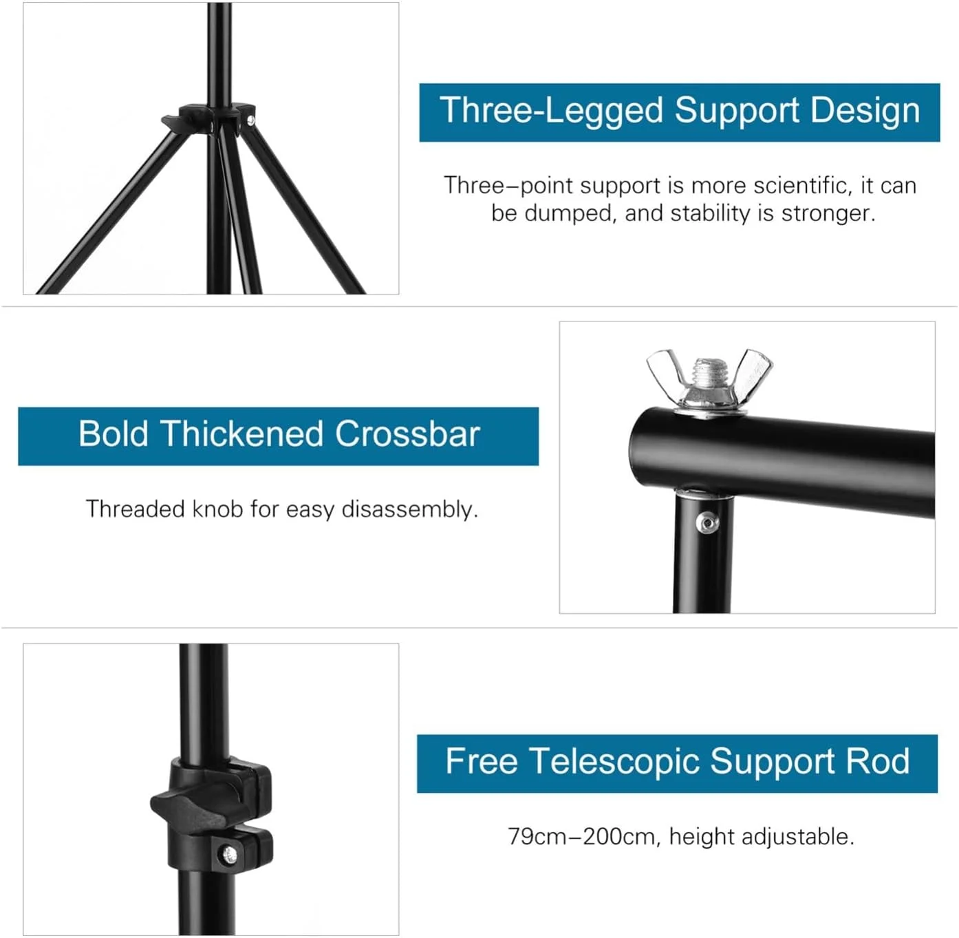 پایه фон عکاسی 2 * 3 متری قابل تنظیم به همراه 4 گیره و کیف حمل برای پرده سبز ویدئویی