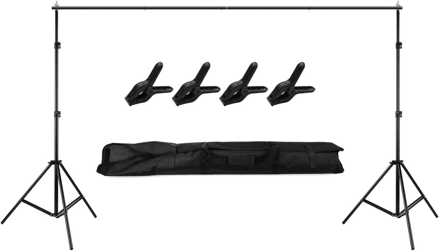 پایه نگهدارنده پس زمینه 2M * 3M، سیستم پشتیبانی پس زمینه استودیوی عکاسی قابل تنظیم به همراه گیره و کیف حمل