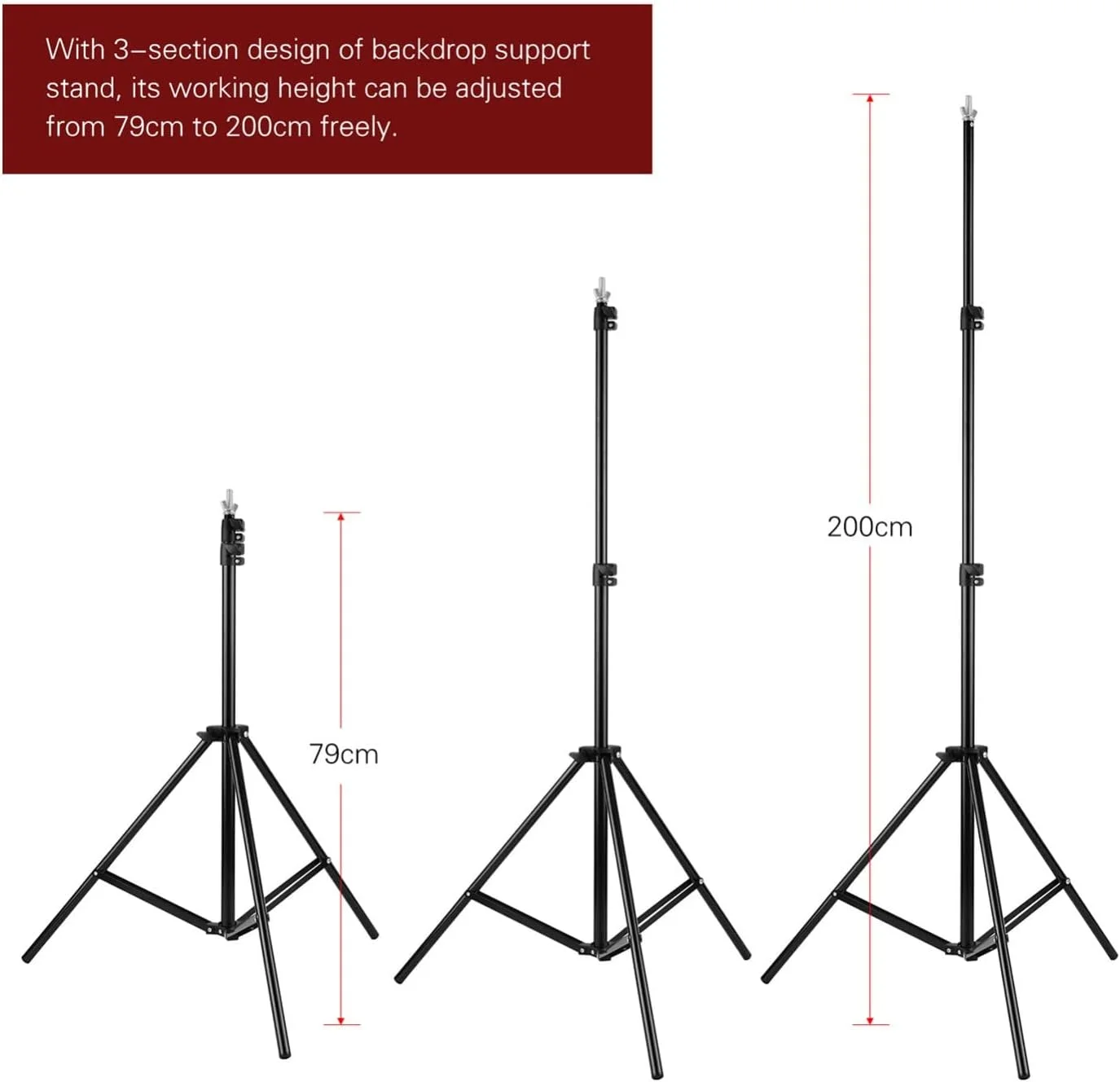 پایه фон عکاسی 2 * 3 متری قابل تنظیم به همراه 4 گیره و کیف حمل برای پرده سبز ویدئویی