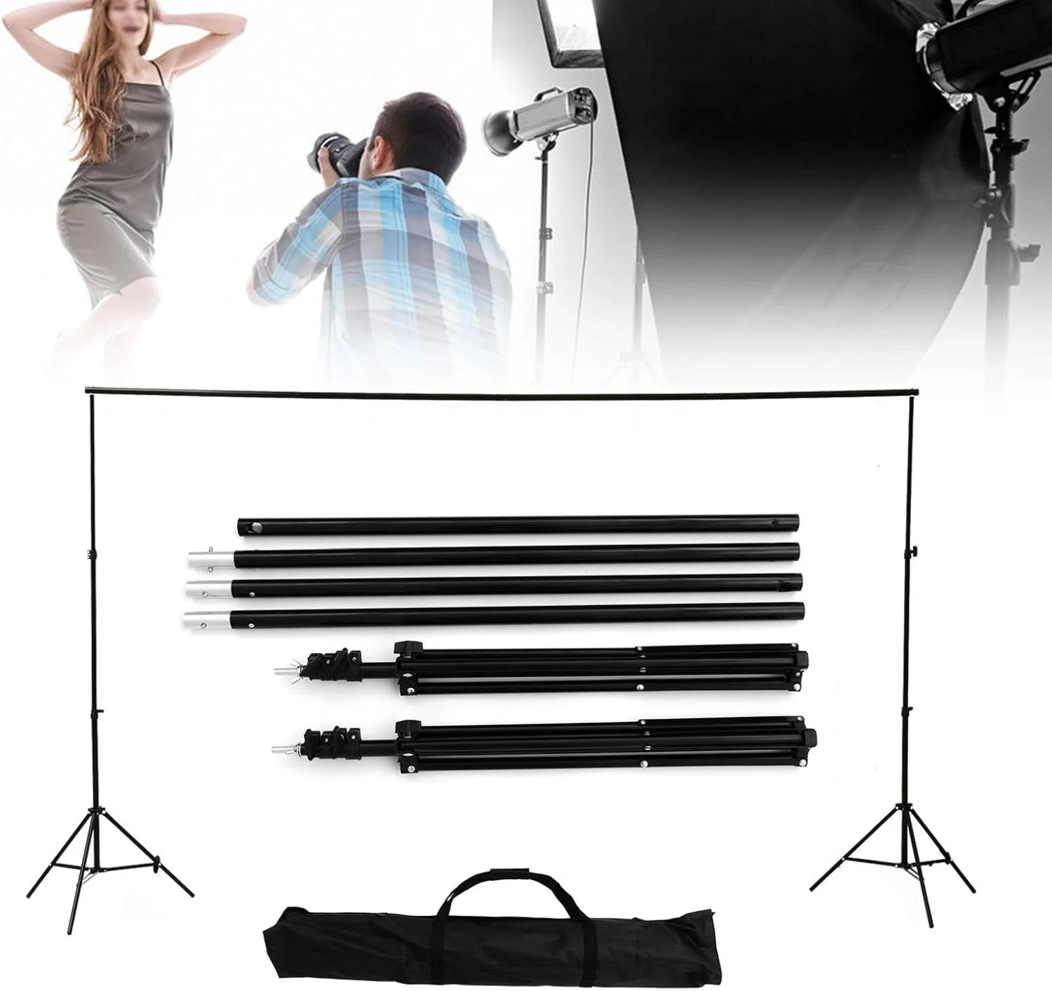 پایه پس زمینه قابل تنظیم 2x3 متری، پایه عکاسی سنگین و قابل تنظیم، کیت های پایه نگهدارنده پس زمینه