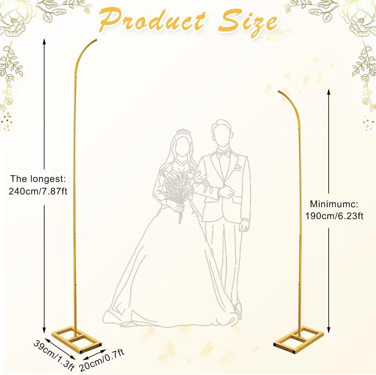 پایه طاق بادکنک HASTHIP، استند پس زمینه فلزی طلایی با پایه برای تزئینات مهمانی، عروسی، تولد، جشن نوزاد، سالگرد، فارغ التحصیلی، قاب قوس بادکنکی