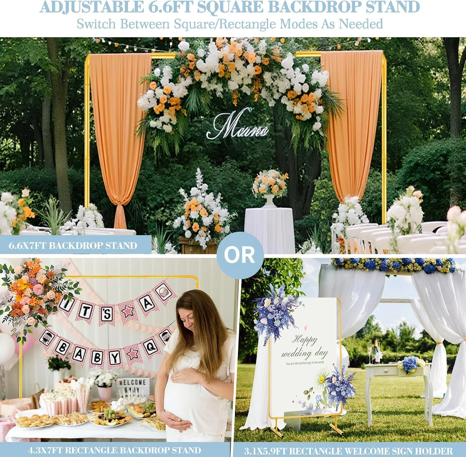 استند طاق بادکنک مربعی 2 متری، استند پس زمینه طاق مستطیلی فلزی طلایی برای عروسی، قاب طاق پس زمینه برای جشن تولد، سالگرد، نامزدی، جشن فارغ التحصیلی استند طاق بادکنک مربعی 2 متری، استند پس زمینه طاق مستطیلی فلزی طلایی برای عروسی، قاب طاق پس زمینه برای جشن تولد، سالگرد، نامزدی، جشن فارغ التحصیلی