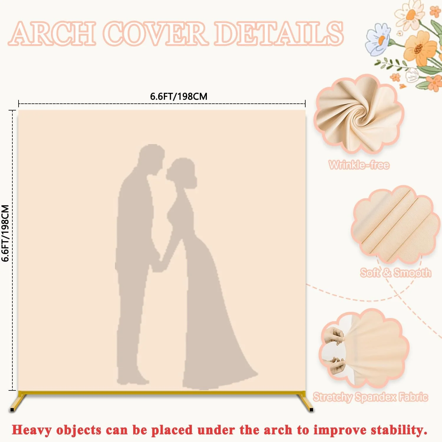 مجموعه پایه و روکش طاق تزئینی، قاب طاق فلزی با روکش طاق کرم رنگ، روکش های پس زمینه مربعی برای پایه طاق، پس زمینه برای جشن تولد، جشن فارغ التحصیلی، دکوراسیون جشن عروسی