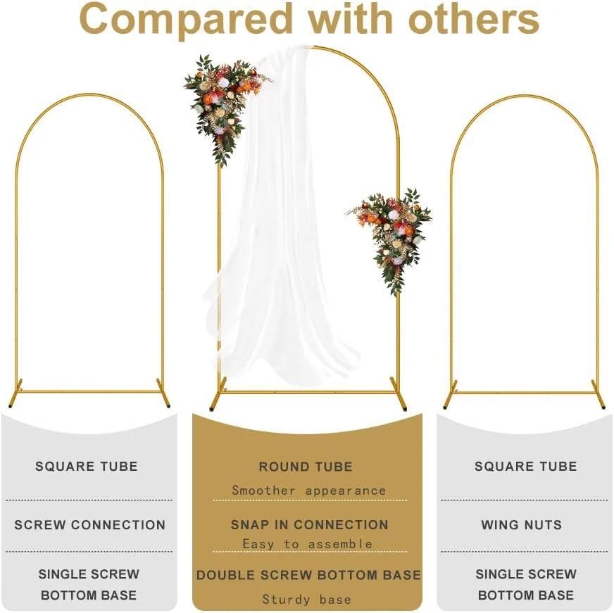 پایه کمانی فلزی 2.2 متری، مونتاژ آسان، پایه کمانی طلایی برای تزئین پس زمینه مهمانی پایه کمانی فلزی 2.2 متری، مونتاژ آسان، پایه کمانی طلایی برای تزئین پس زمینه مهمانی