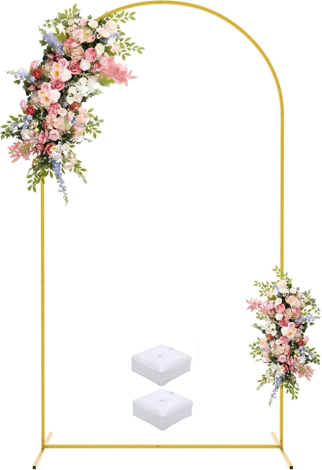 طاق بادکنک 2 متری با پایه فلزی، دکوراسیون طاق فلزی، استند پس زمینه عروسی با 2 پایه فلزی، قاب طلایی مناسب فضای داخلی و خارجی برای جشن تولد، سالگرد، نامزدی و فارغ التحصیلی (2x1 متر، طلایی)