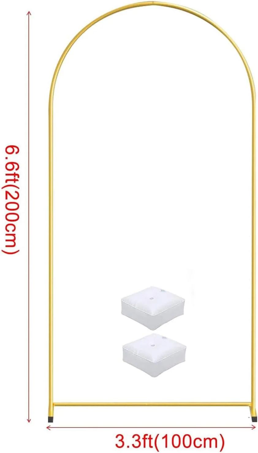 طاق بادکنک 2 متری با پایه فلزی، دکوراسیون طاق فلزی، استند پس زمینه عروسی با 2 پایه فلزی، قاب طلایی مناسب فضای داخلی و خارجی برای جشن تولد، سالگرد، نامزدی و فارغ التحصیلی (2x1 متر، طلایی)