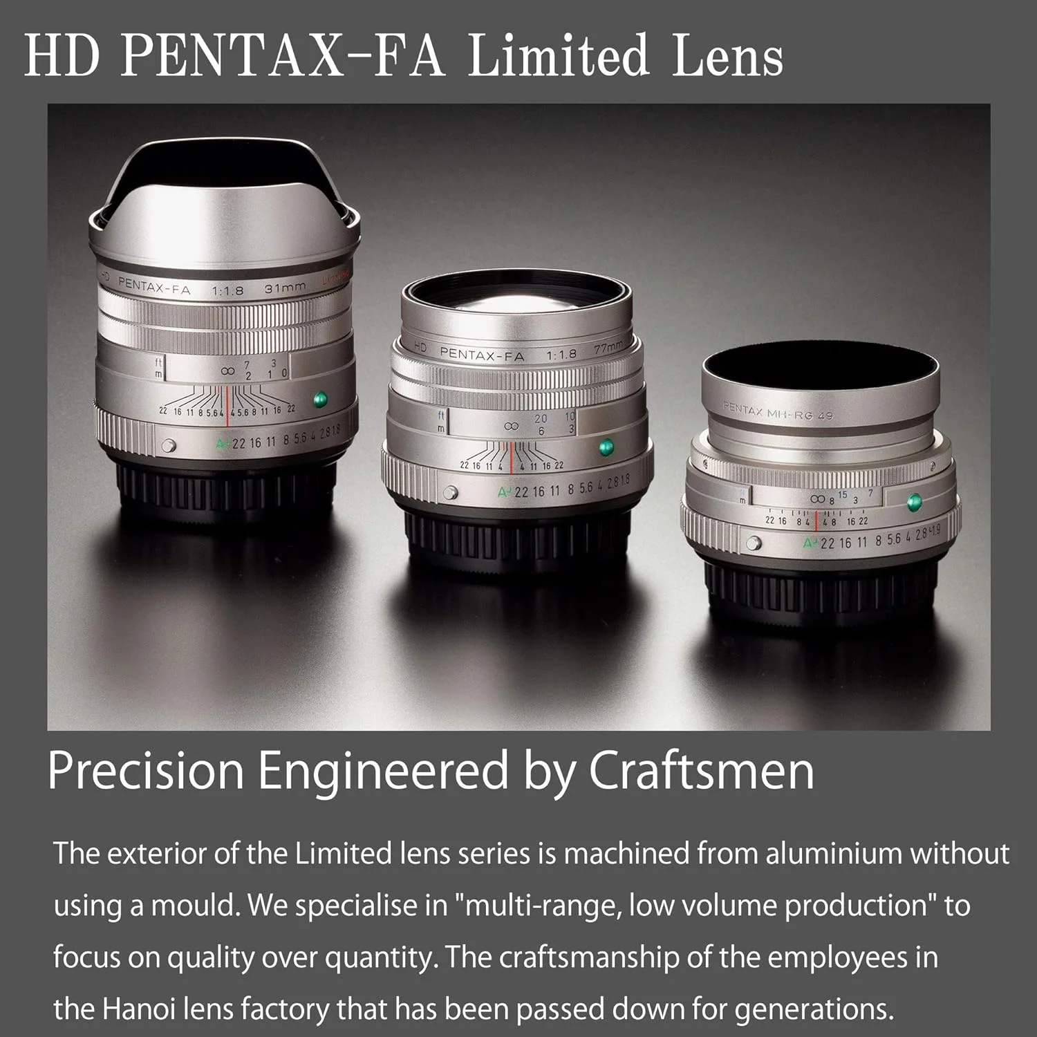 لنز تله فوتو پرایم متوسط HD PENTAX-FA 77mmF1.8 Limited مشکی، پوشش HD با عملکرد بالا، پوشش SP، دیافراگم گرد، بدنه آلومینیومی ماشین کاری شده لنز تله فوتو پرایم متوسط HD PENTAX-FA 77mmF1.8 Limited مشکی، پوشش HD با عملکرد بالا، پوشش SP، دیافراگم گرد، بدنه آلومینیومی ماشین کاری شده