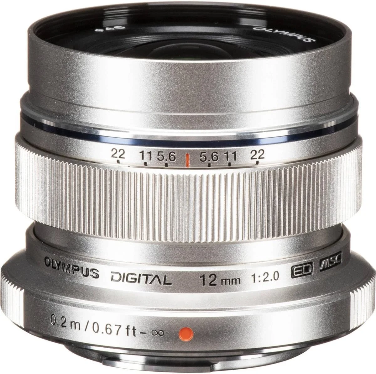 لنز نقره ای 12 میلی متری F2.0 OM SYSTEM OLYMPUS M.Zuiko Digital ED برای دوربین سیستم میکرو چهار سوم، لنز زاویه باز جمع و جور برای آسمان پر ستاره و منظره