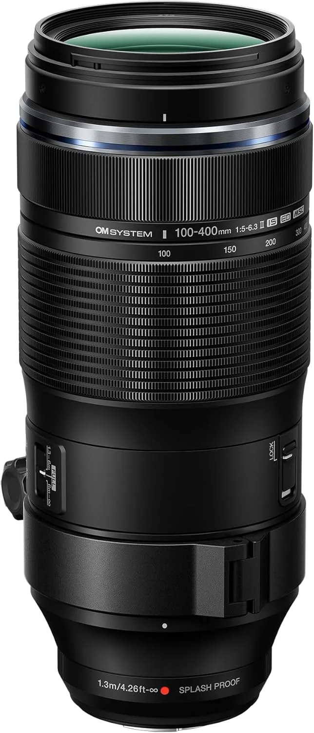لنز دیجیتال OM SYSTEM Olympus M.Zuiko 100-400mm F5.0-6.3 is II برای دوربین های سیستم میکرو چهار سوم، مناسب حیات وحش و پرندگان در فضای باز، طراحی مقاوم در برابر شرایط جوی، سازگار با تله کانورتور