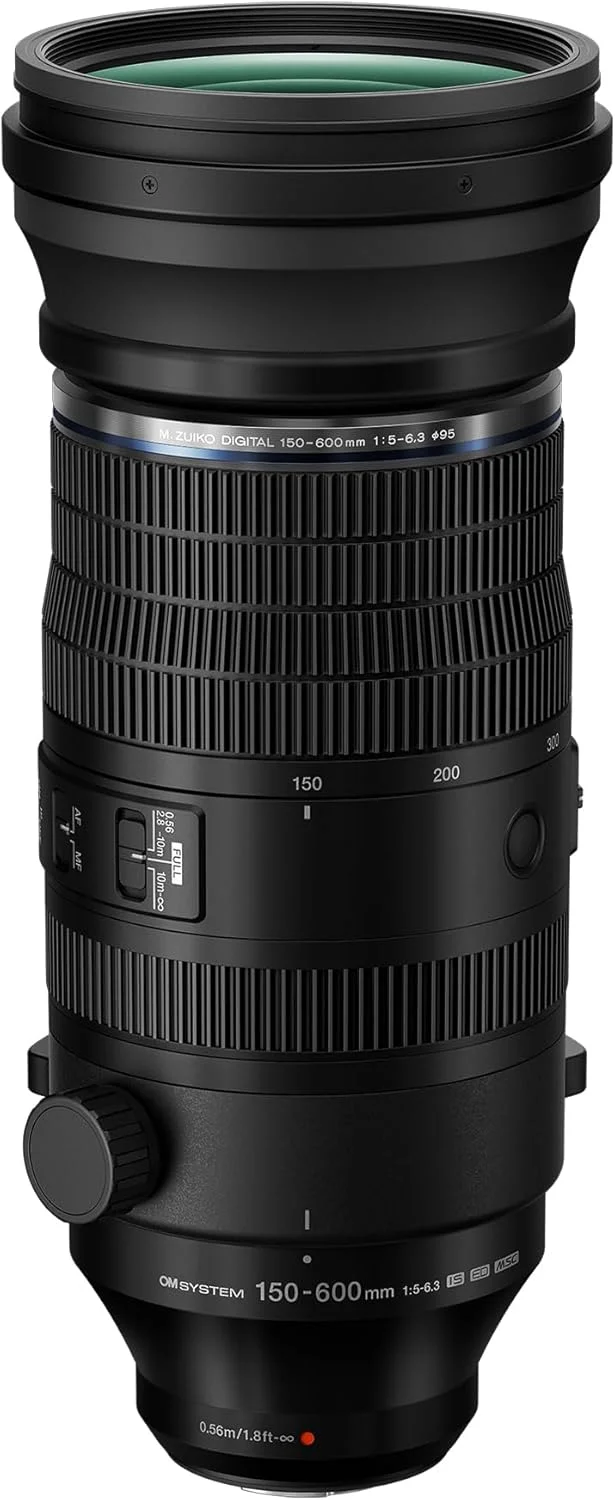 لنز OM SYSTEM M.Zuiko Digital ED 150-600mm F5.0-6.3 IS برای دوربین های سیستم میکرو چهار سوم، مناسب حیات وحش پرندگان در فضای باز، طراحی مقاوم در برابر آب و هوا، سازگار با تله کانورتر