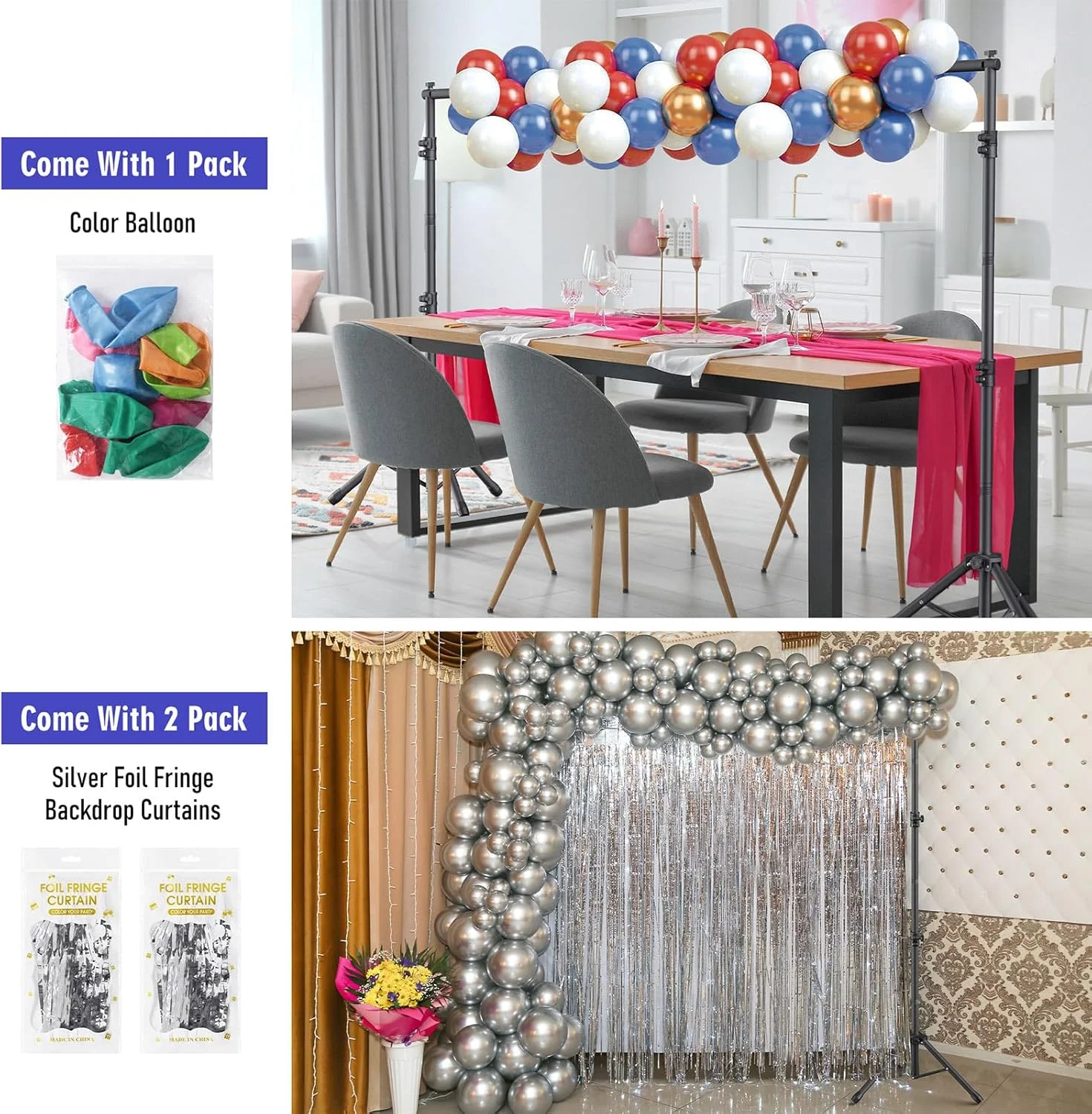 پایه پس زمینه برای مهمانی ها، پایه پس زمینه با 6 عرض مختلف، پایه قابل تنظیم 10x7.5 فوت، پایه پس زمینه، کیت پایه پس زمینه عکس برای پرتره، عکاسی استودیویی، مهمانی