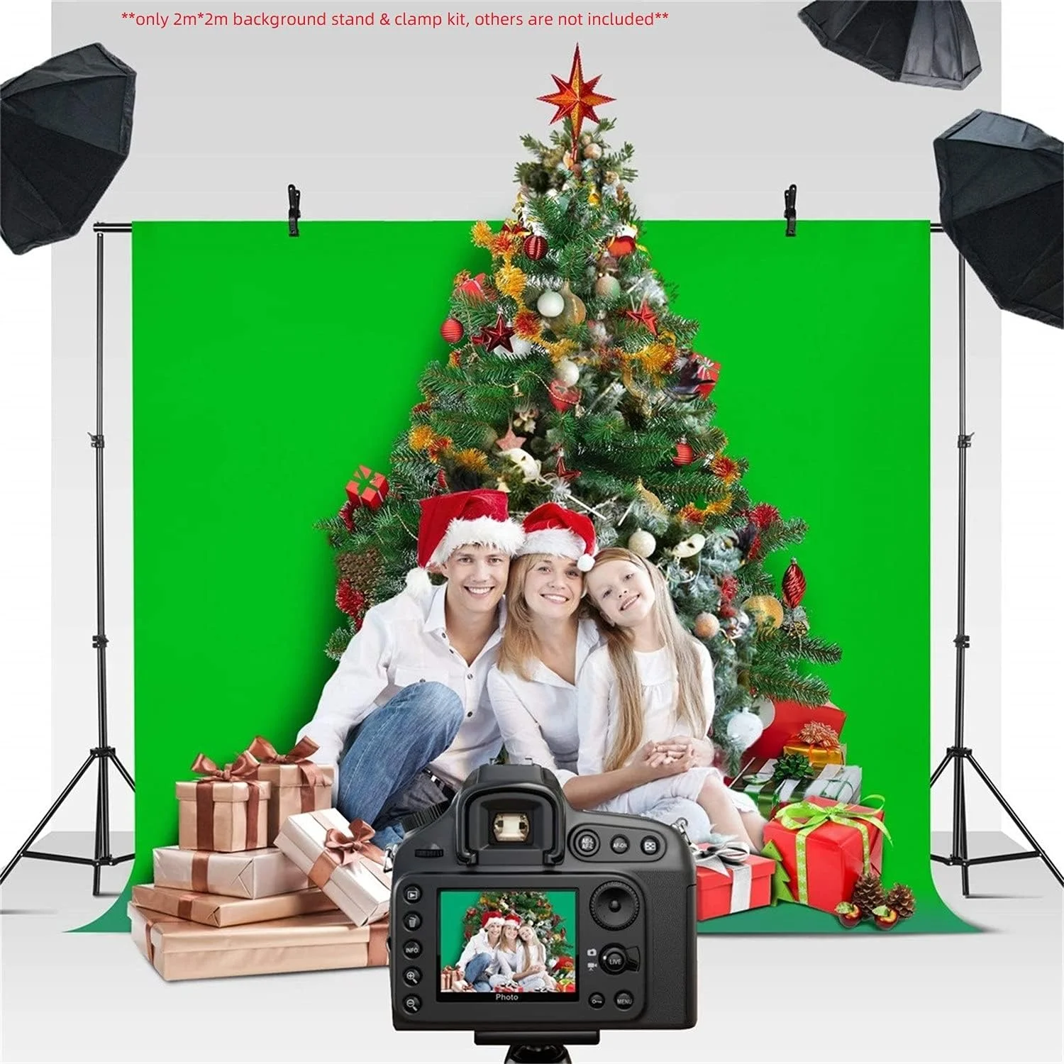 سیستم پشتیبانی پس زمینه پرده 2mx2m ایوینر به همراه کیف حمل و 2 عدد گیره سنگین برای استودیو عکس، منزل و مهمانی در فضای باز