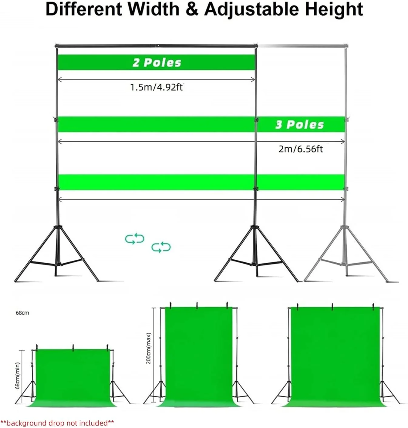 سیستم پشتیبانی پس زمینه پرده 2mx2m ایوینر به همراه کیف حمل و 2 عدد گیره سنگین برای استودیو عکس، منزل و مهمانی در فضای باز