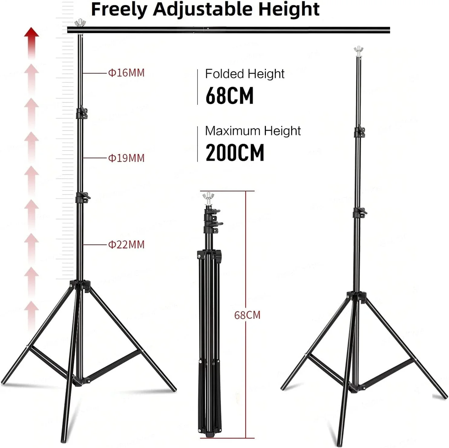 سیستم پشتیبانی پس زمینه پرده 2mx2m ایوینر به همراه کیف حمل و 2 عدد گیره سنگین برای استودیو عکس، منزل و مهمانی در فضای باز