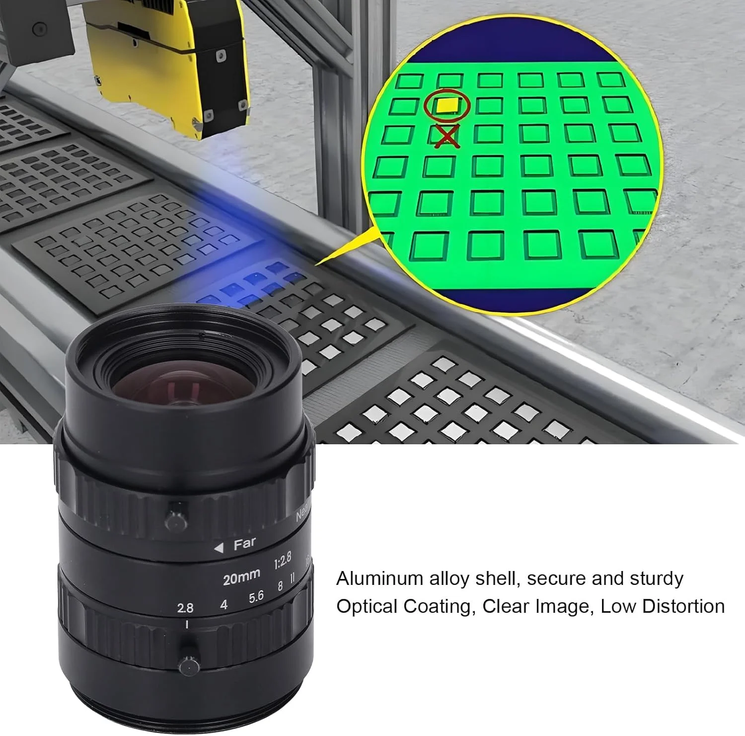 لنز 20mm F2.8 با مانت M42، لنز دوربین صنعتی با فوکوس دستی و دیافراگم، کیفیت تصویر بالا برای بازرسی الکترونیکی، پوشش لنز برای تصاویر واضح، نصب آسان لنز 20mm F2.8 با مانت M42، لنز دوربین صنعتی با فوکوس دستی و دیافراگم، کیفیت تصویر بالا برای بازرسی الکترونیکی، پوشش لنز برای تصاویر واضح، نصب آسان