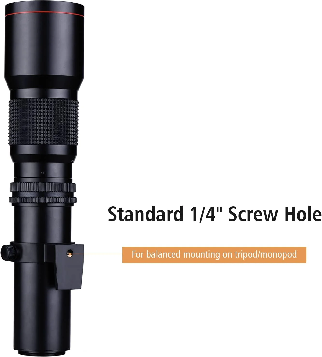 لنز دوربین، لنز سوپر تله فوتو 500 میلی‌متری با پوشش چند لایه F/8.0-32 با زوم دستی + کیت حلقه آداپتور T-Mount به F-Mount جایگزین برای D3300 D3400 D3500 D5300 D5500 D5600 D610 D700 D7000 D7100 D7200 D750 D75