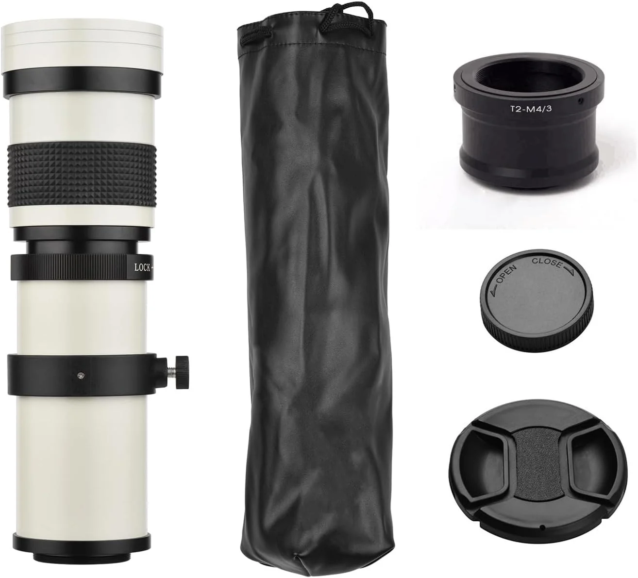 لنز سوپر تله فوتو دوربین Labymos MF با دهانه T2، 420-800 میلی‌متر F/8.3-16 به همراه حلقه آداپتور M4/3 و رزوه 1/4 اینچی جایگزین برای G9 GH5 II GX7 GX8 GX9 GX850 G90 G91 G95 G100 Olympus E-M1 E-M5 E-M10