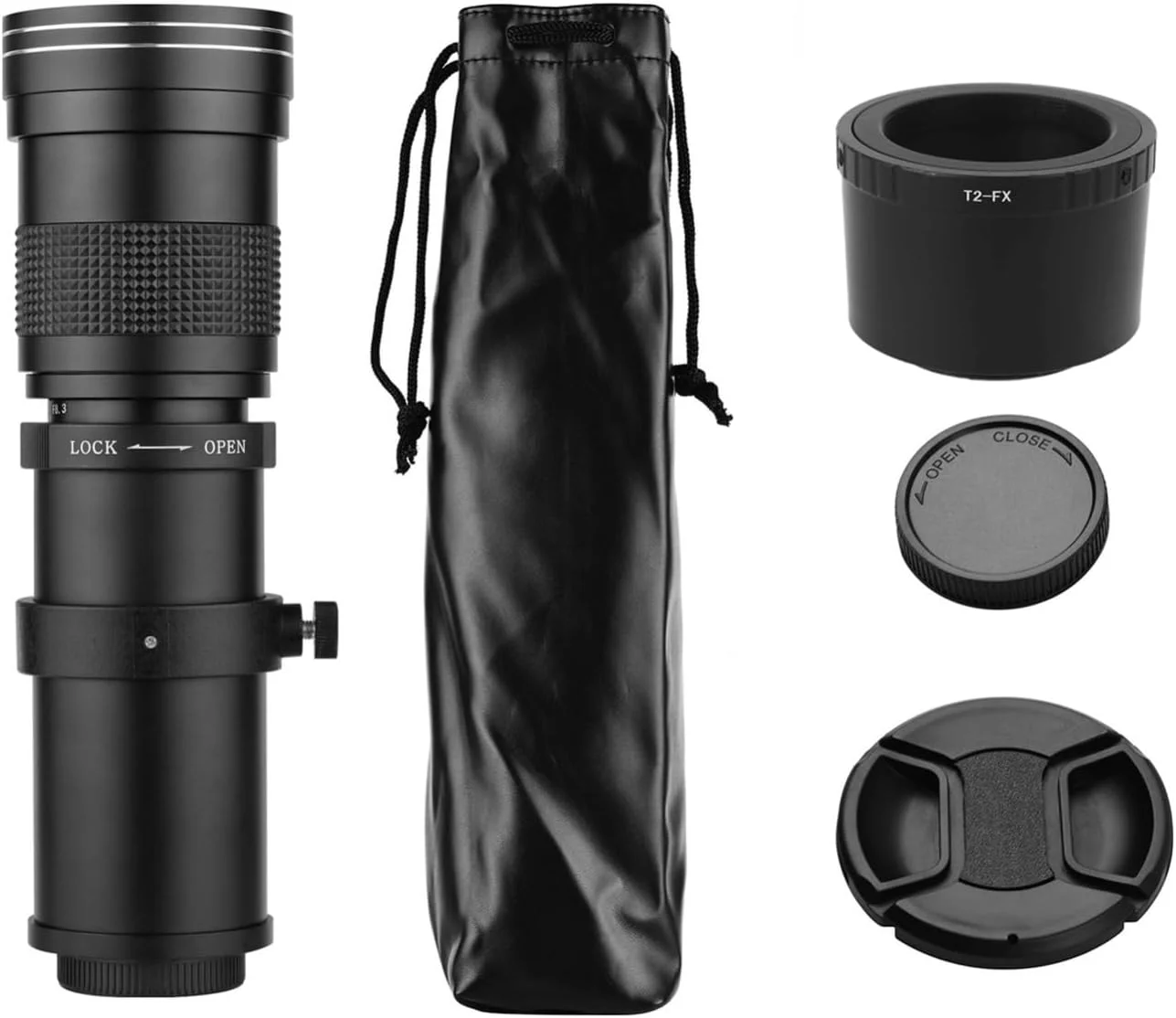 لنز سوپر تله فوتو دوربین Labymos MF با دهانه T2، 420-800 میلی‌متر، به همراه حلقه آداپتور FX-mount و رزوه 1/4 اینچی، جایگزین برای X-Pro2 X-E2 X-E3 X-A5 X-M1 X-T1 X-T2 XT3 X-T10 X-T20 X-T30 X-H1