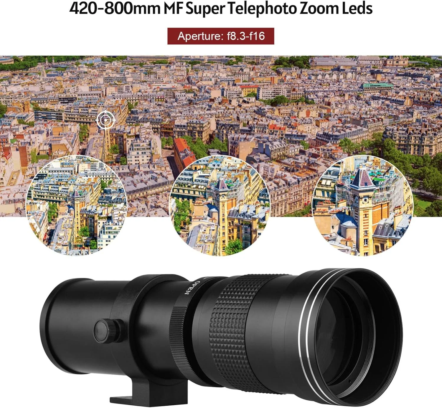لنز سوپر تله فوتو دوربین Labymos MF با مانت T2، 420-800mm و حلقه آداپتور مانت RF، رزوه 1/4 جایگزین برای دوربین های EOS R/ R3/ R5/ R5C/ R6/ RP با مانت RF لنز سوپر تله فوتو دوربین Labymos MF با مانت T2، 420-800mm و حلقه آداپتور مانت RF، رزوه 1/4 جایگزین برای دوربین های EOS R/ R3/ R5/ R5C/ R6/ RP با مانت RF