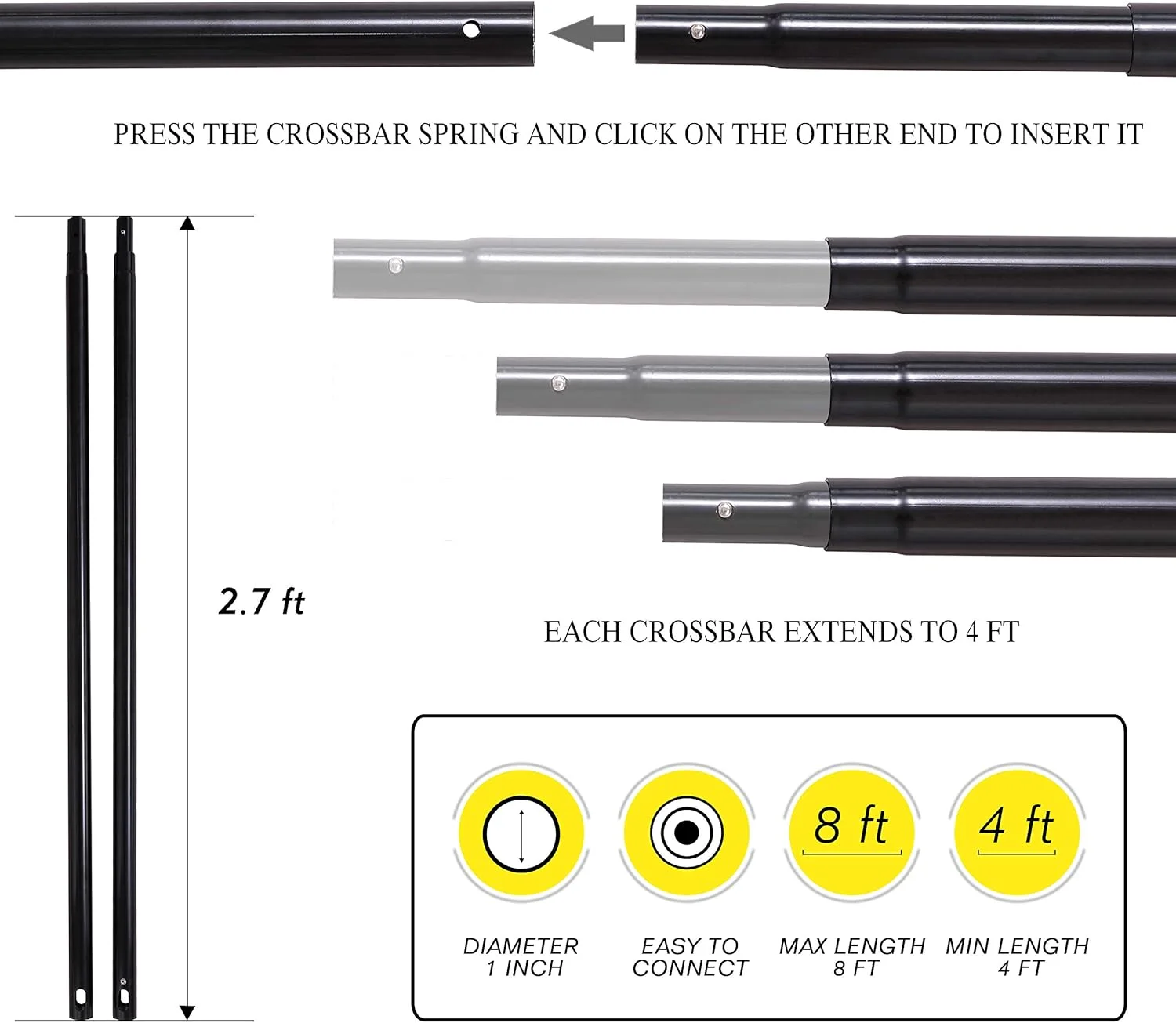 پایه نگهدارنده پس زمینه عکاسی ایمارت، 2.4x2.4 متر، سیستم پشتیبانی پس زمینه قابل تنظیم برای استودیو عکسبرداری، دکوراسیون جشن تولد