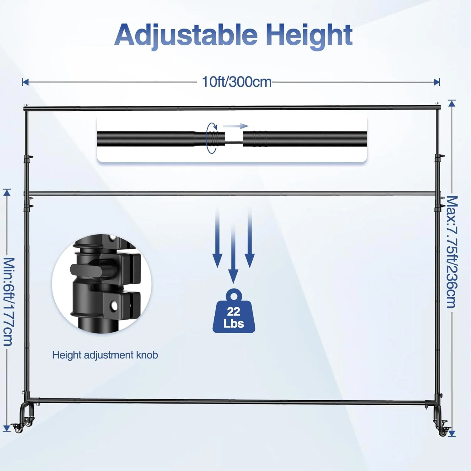 پایه پرده پس زمینه چرخ دار EMART، 3x2.3 متر، قابل تنظیم و متحرک برای عکاسی استودیویی، عروسی، تزئینات جشن، ضبط ویدئو، تزئینات رویدادها