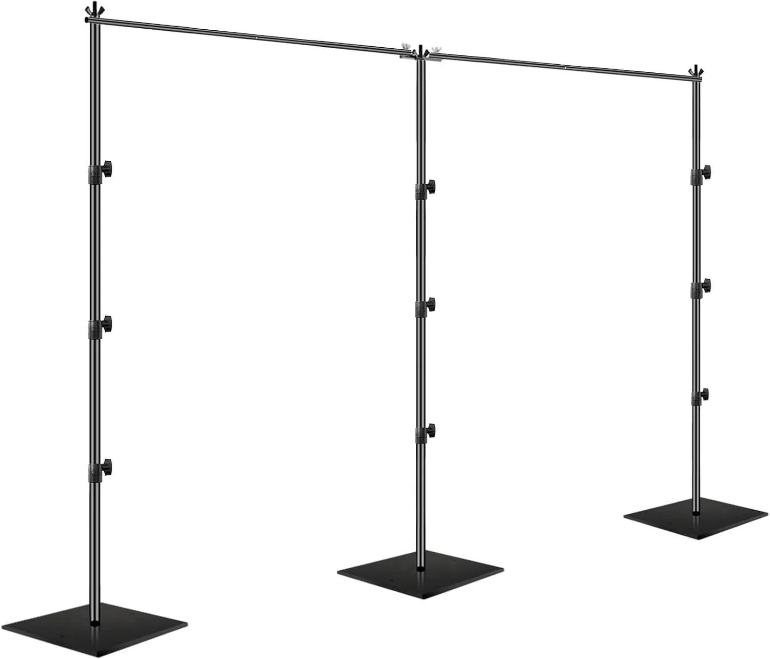 پایه پس زمینه عکاسی EMART، 2.6x6 متر، مناسب برای مهمانی ها، پایه نگهدارنده پس زمینه قابل تنظیم، کیت قاب با پایه فلزی فولادی سنگین برای تولد و عروسی - مشکی