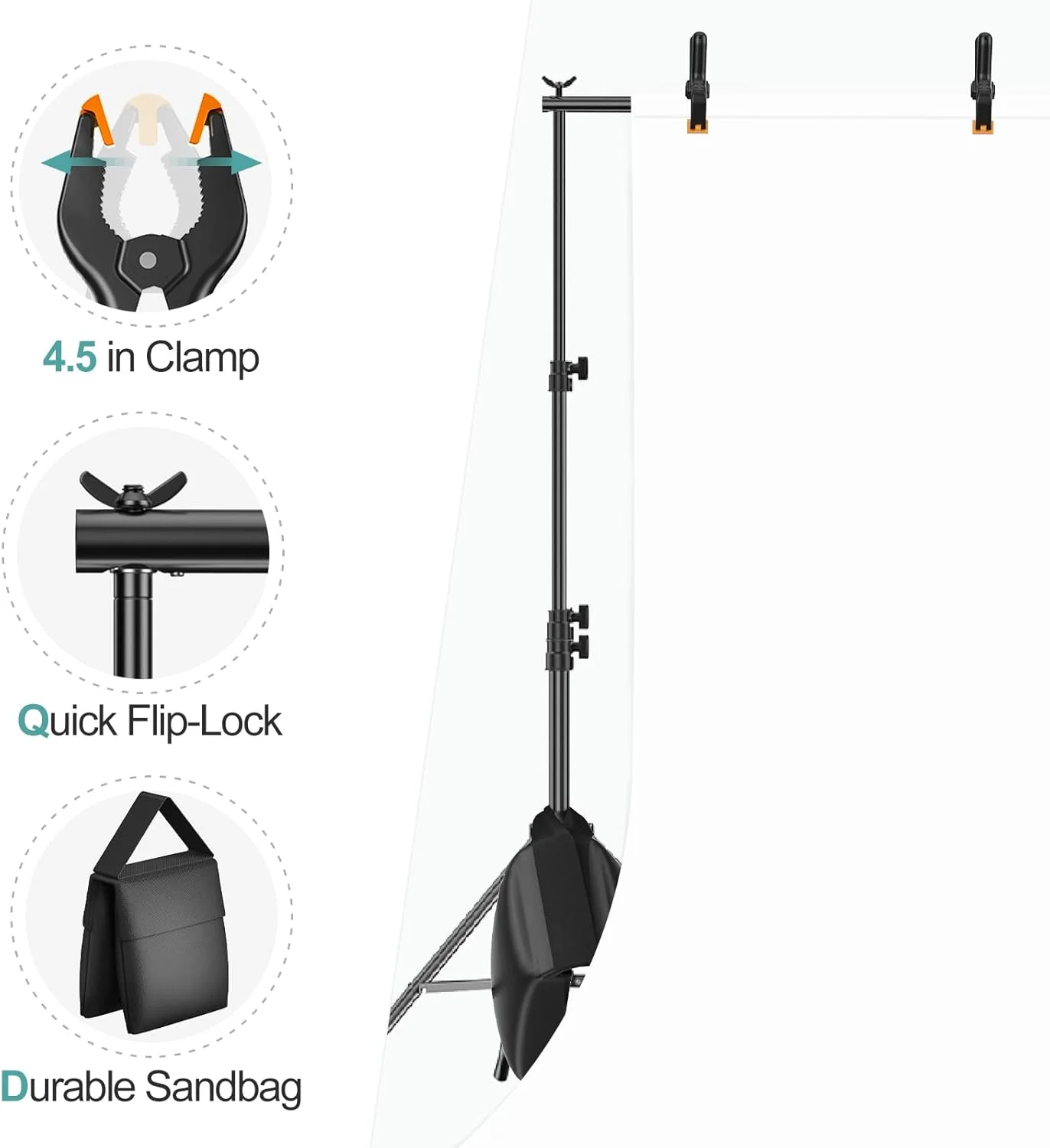 پایه نگهدارنده پس زمینه عکاسی ایمارت 2.6x3 متری، سیستم پشتیبانی قابل تنظیم برای استودیو ویدئویی، تزئینات مهمانی، قاب نگهدارنده پس زمینه