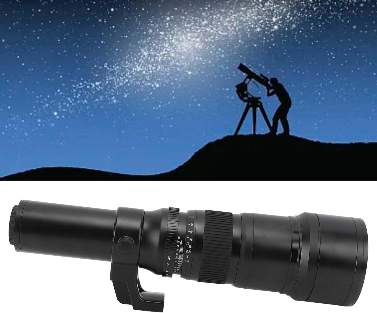 لنز تله فوتو Haofy، لنز تله فوتو 500 میلیمتری F6.3 از آلیاژ و شیشه اپتیکال با ساختار فلزی برای مسافرت (مشکی) لنز تله فوتو Haofy، لنز تله فوتو 500 میلیمتری F6.3 از آلیاژ و شیشه اپتیکال با ساختار فلزی برای مسافرت (مشکی)