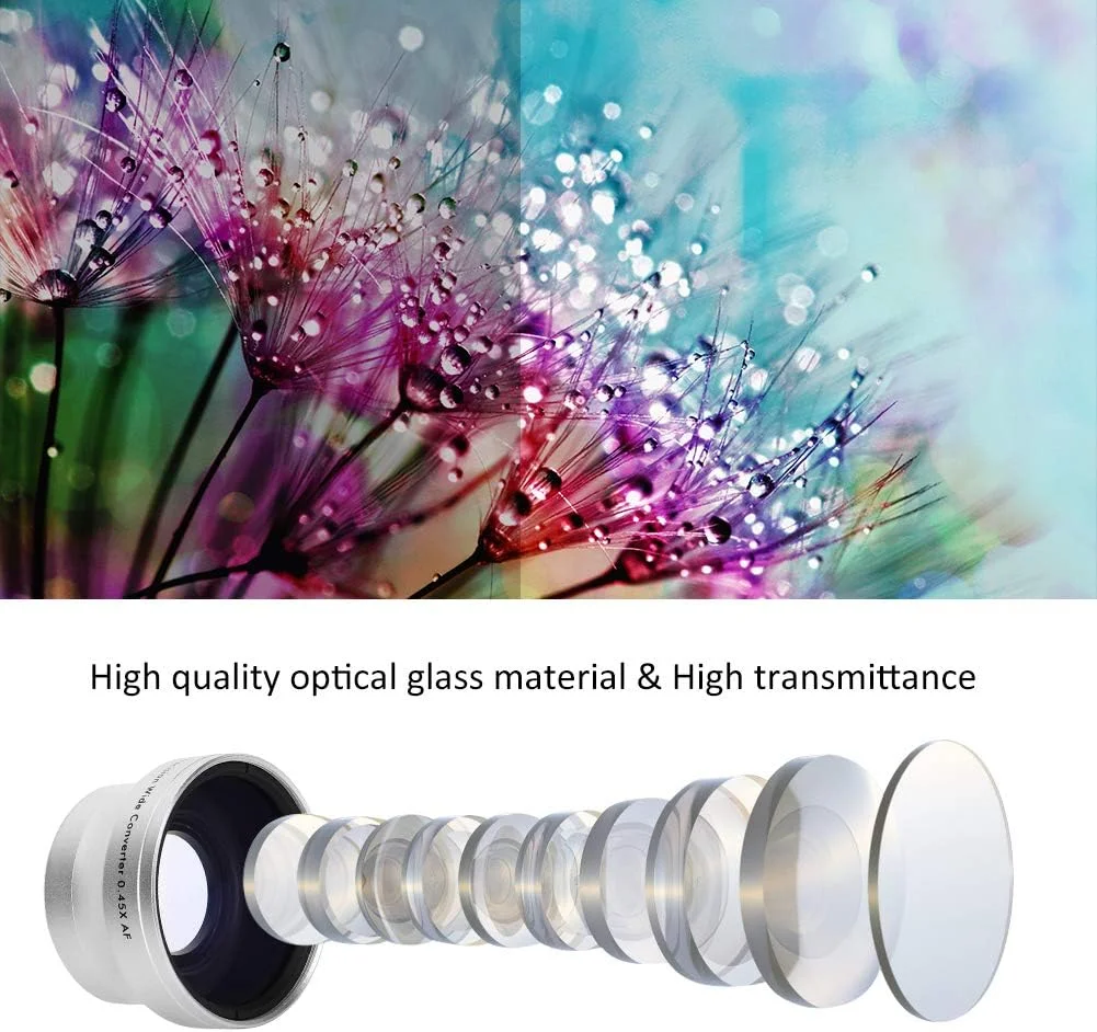 لنز زاویه باز آلومینیومی 0.45X GOWENIC، لنز تله فوتو مبدل جهانی با کیف برای تمام لنزهای دوربین با قطر دهانه 37 میلی متر لنز زاویه باز آلومینیومی 0.45X GOWENIC، لنز تله فوتو مبدل جهانی با کیف برای تمام لنزهای دوربین با قطر دهانه 37 میلی متر