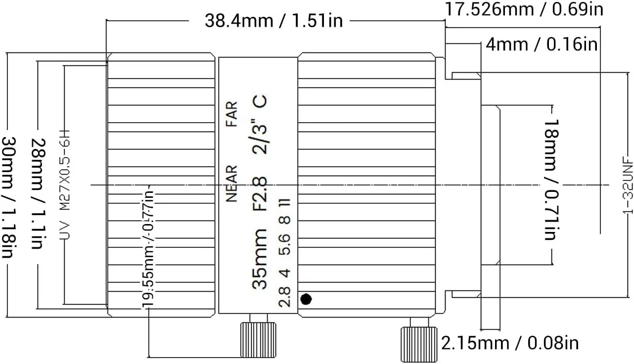 لنز زوم C-Mount، لنز دوربین، لنز فوکوس دستی، 12 مگاپیکسل، فاصله کانونی 35 میلی‌متری F2.8، لنز C-Mount با وضوح بالا با دیافراگم دستی