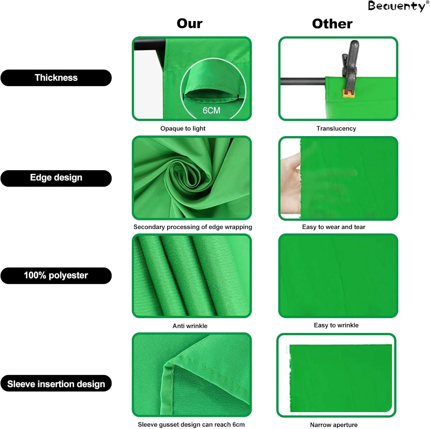 کیت پایه نگهدارنده پرده فون مدل T شکل Beauenty، پایه استودیو عکس، پایه پس زمینه قابل حمل با کیف حمل، پایه پس زمینه استودیوی عکاسی تاشو با 5 گیره فنری (استایل 1)