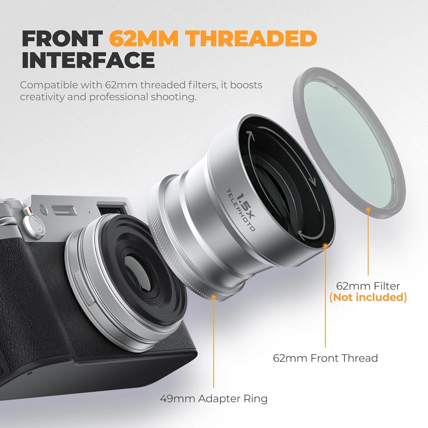 لنز تله فوتو 1.5X فریول سازگار با فوجی X100VI X100V، زوم بهبود یافته و طراحی سبک لنز تله فوتو 1.5X فریول سازگار با فوجی X100VI X100V، زوم بهبود یافته و طراحی سبک