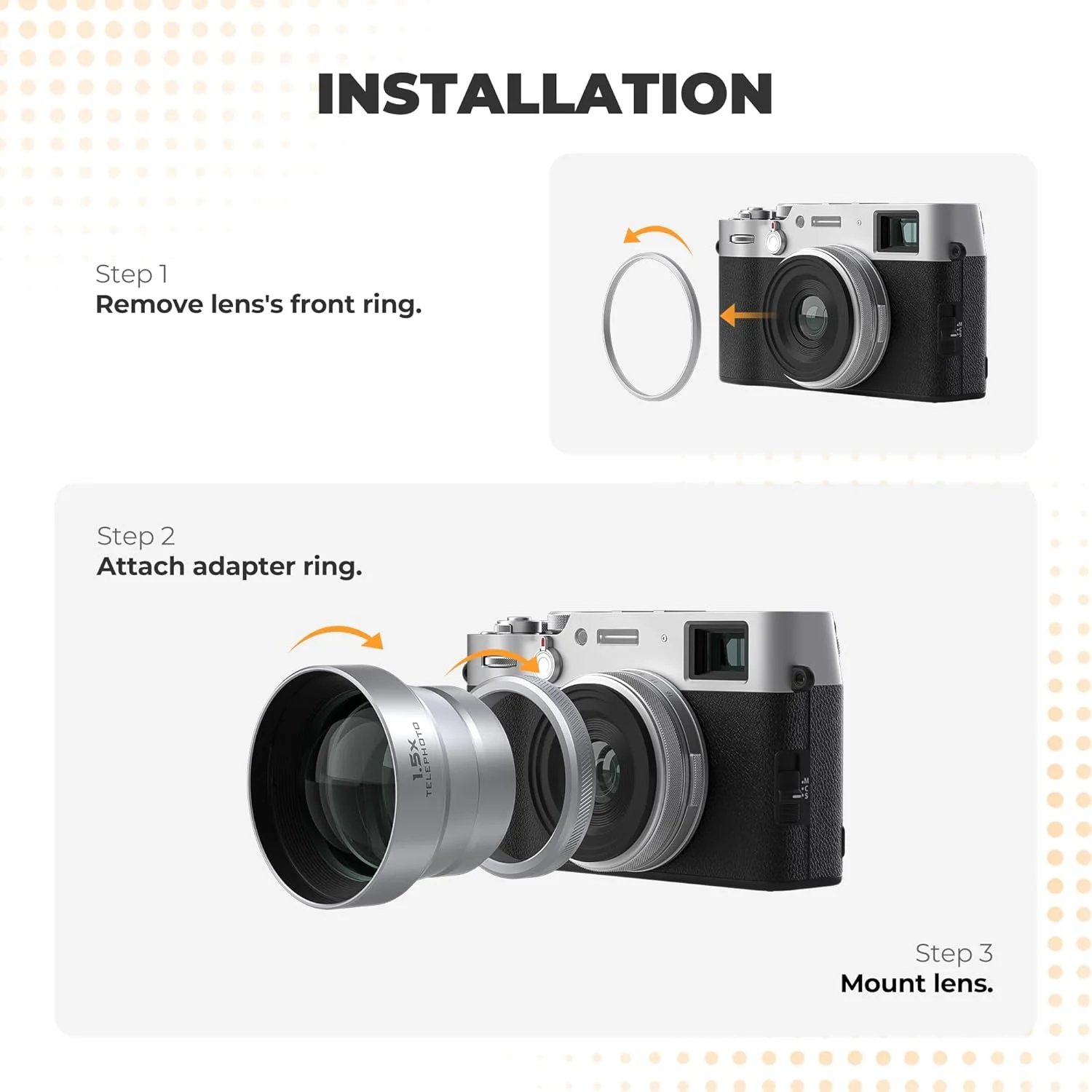 لنز تله فوتو 1.5X فریول سازگار با فوجی X100VI X100V، زوم بهبود یافته و طراحی سبک لنز تله فوتو 1.5X فریول سازگار با فوجی X100VI X100V، زوم بهبود یافته و طراحی سبک