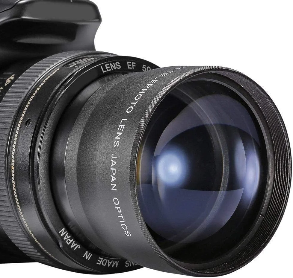 لنز تله فوتو 2X با کیفیت بالا، مبدل تله دوربین 58 میلی‌متری با رزوه جلویی 62 میلی‌متری برای فیلترهای لنز، لنز بزرگنمایی 2 برابر برای عکاسی از مناظر دور