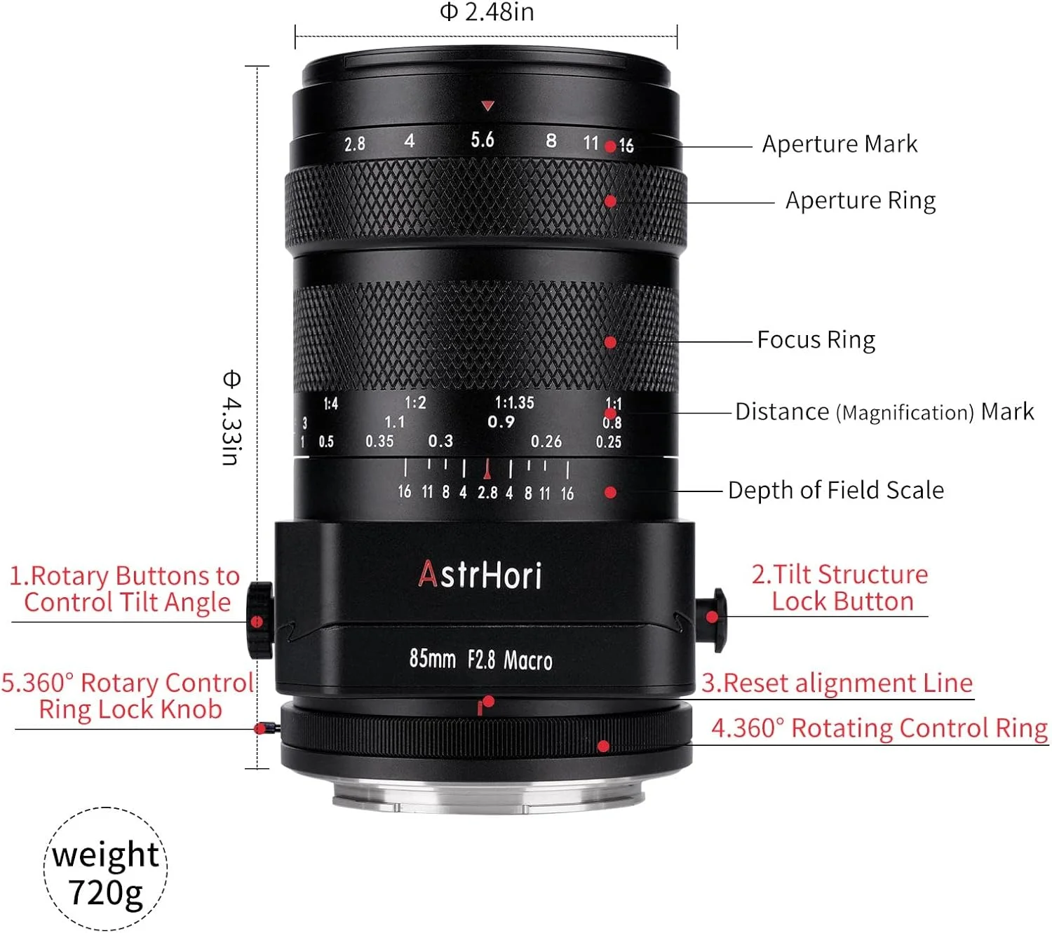 لنز مدیوم فول فرمت دستی 3 در 1 AstrHori 85mm F2.8 ماکرو، تیلت و تله فوتو، مناسب برای عکاسی از حشرات، جواهرات و پرتره، برای دوربینهای بدون آینه با مانت Canon RF مدلهای EOS RP, EOS R5, EOS R6 و غیره لنز مدیوم فول فرمت دستی 3 در 1 AstrHori 85mm F2.8 ماکرو، تیلت و تله فوتو، مناسب برای عکاسی از حشرات، جواهرات و پرتره، برای دوربینهای بدون آینه با مانت Canon RF مدلهای EOS RP, EOS R5, EOS R6 و غیره