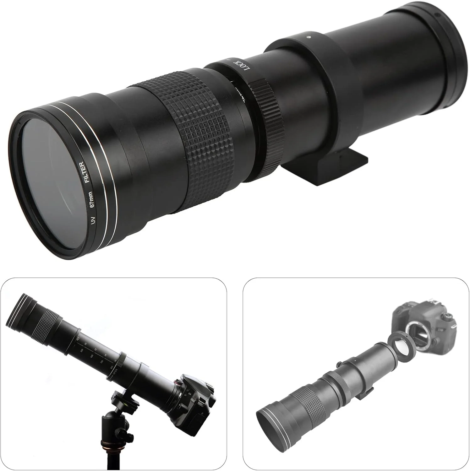 لنز تله فوتو دستی ASHATA 420mm تا 800mm F/8.3-F16 برای D850, D810, D800, D780, D750, D700, D610, D500, D300, D3100, D3200.D3300, D3400 , D510, , 0 D5200 D5300 D5500 D5600 D7700