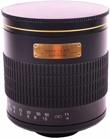 لنز آینه ای تله فوتو 500 میلی متری F6.3 مشکی/سفید Lightdow + حلقه آداپتور مانت T2 برای دوربین های DSLR کانن، نیکون، پنتاکس و سونی (کانن EF-M مشکی)