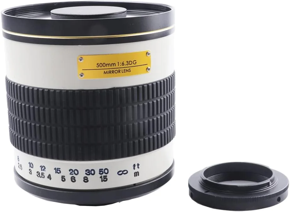 لنز آینه ای تله فوتو 500 میلی متری F6.3 مشکی/سفید Lightdow + حلقه آداپتور مانت T2 برای دوربین های DSLR کانن، نیکون، پنتاکس و سونی (کانن EF-M مشکی) لنز آینه ای تله فوتو 500 میلی متری F6.3 مشکی/سفید Lightdow + حلقه آداپتور مانت T2 برای دوربین های DSLR کانن، نیکون، پنتاکس و سونی (کانن EF-M مشکی)