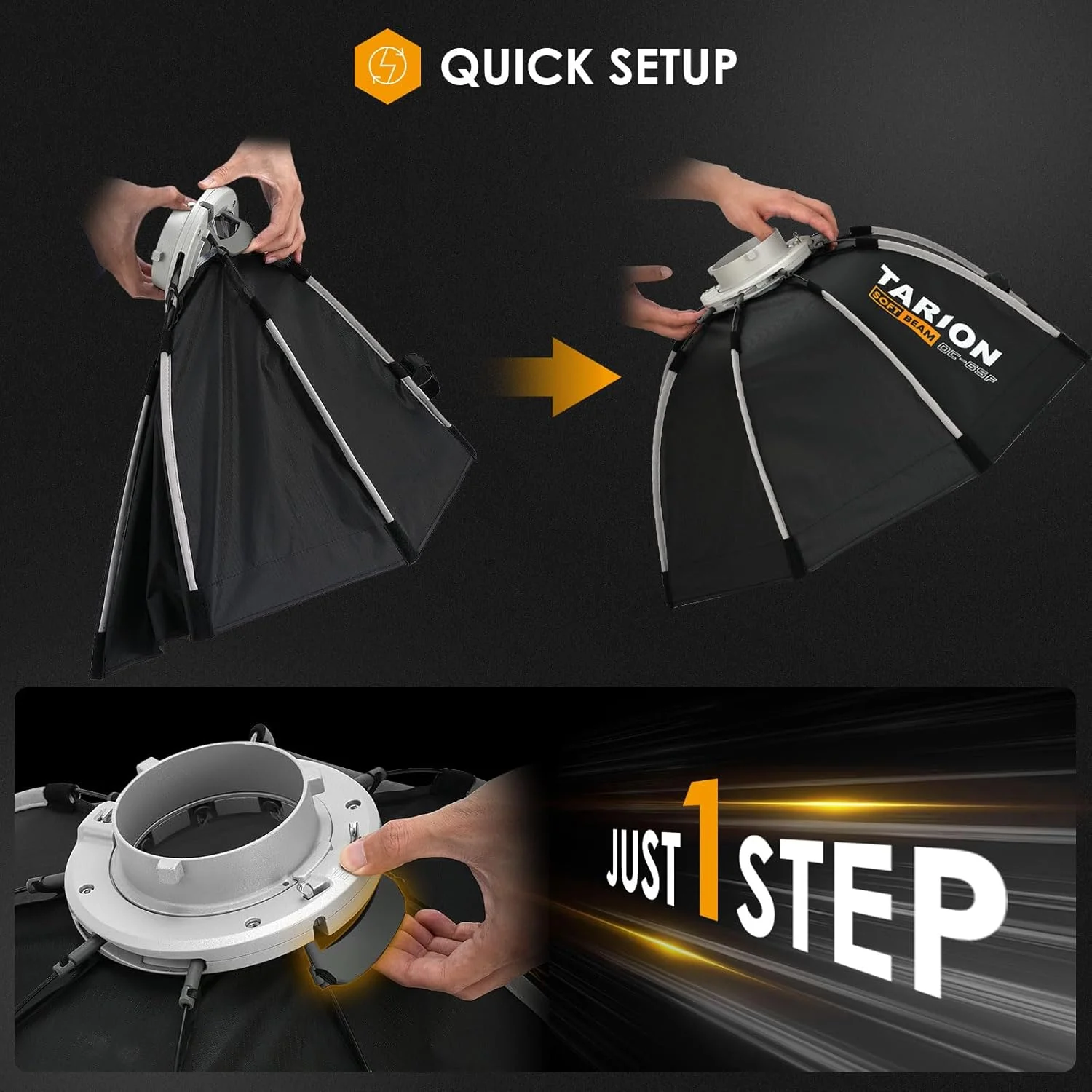 تاریون اکتاباکس با رهاسازی سریع - سافت باکس هشت ضلعی 120 سانتی متری با قابلیت نصب آسان و تاشو به همراه مانت بوئنز و گرید لانه زنبوری مناسب برای عکاسی پرتره و مصاحبه مدل OC-120F SOFTBEAM