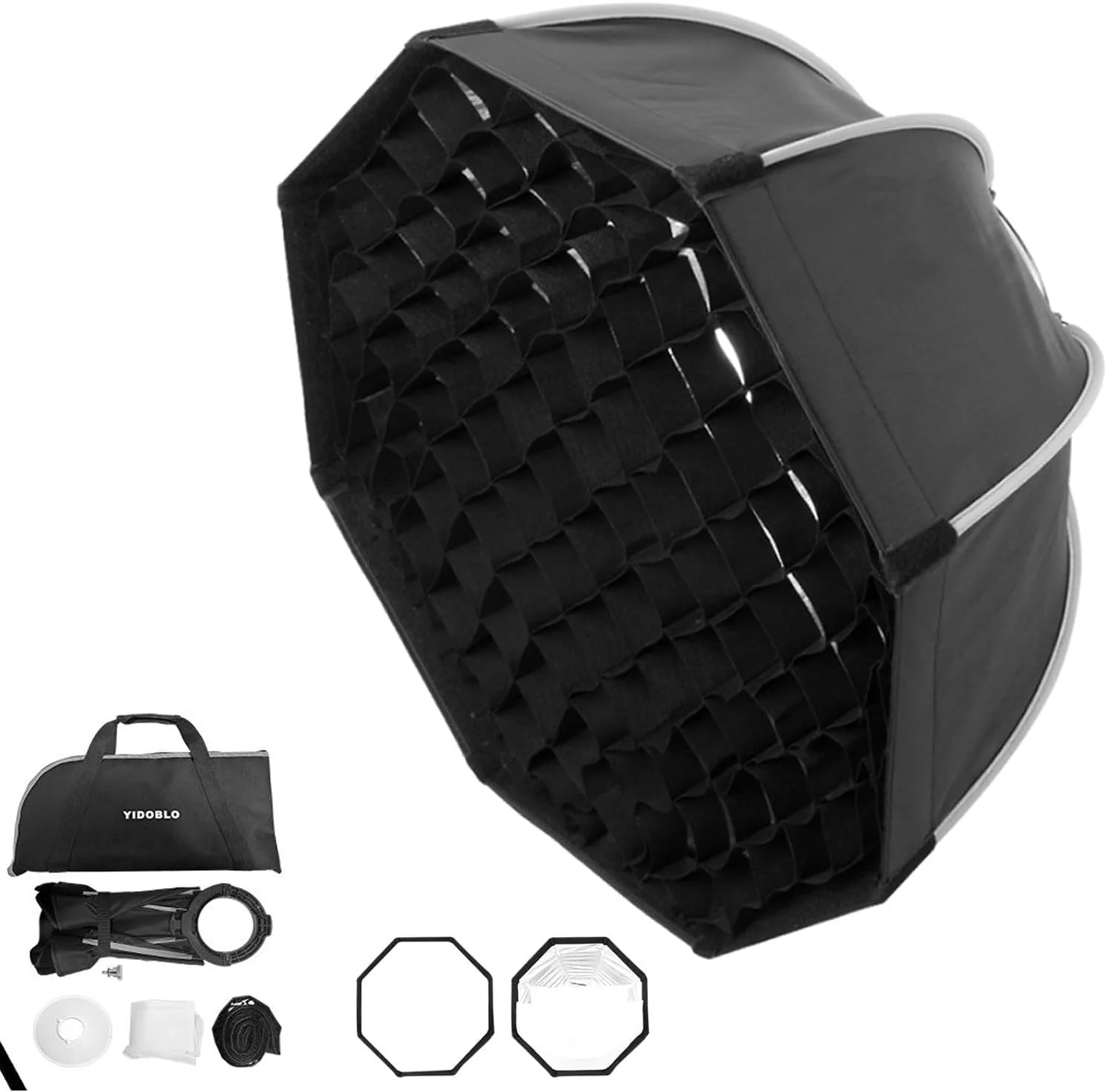 شبکه لانه زنبوری سافت باکس، سافت باکس عکاسی چتری هشت ضلعی برای نورپردازی COB با آداپتور Bowens برای استودیو، یوتیوب، ولاگ، لایو و غیره