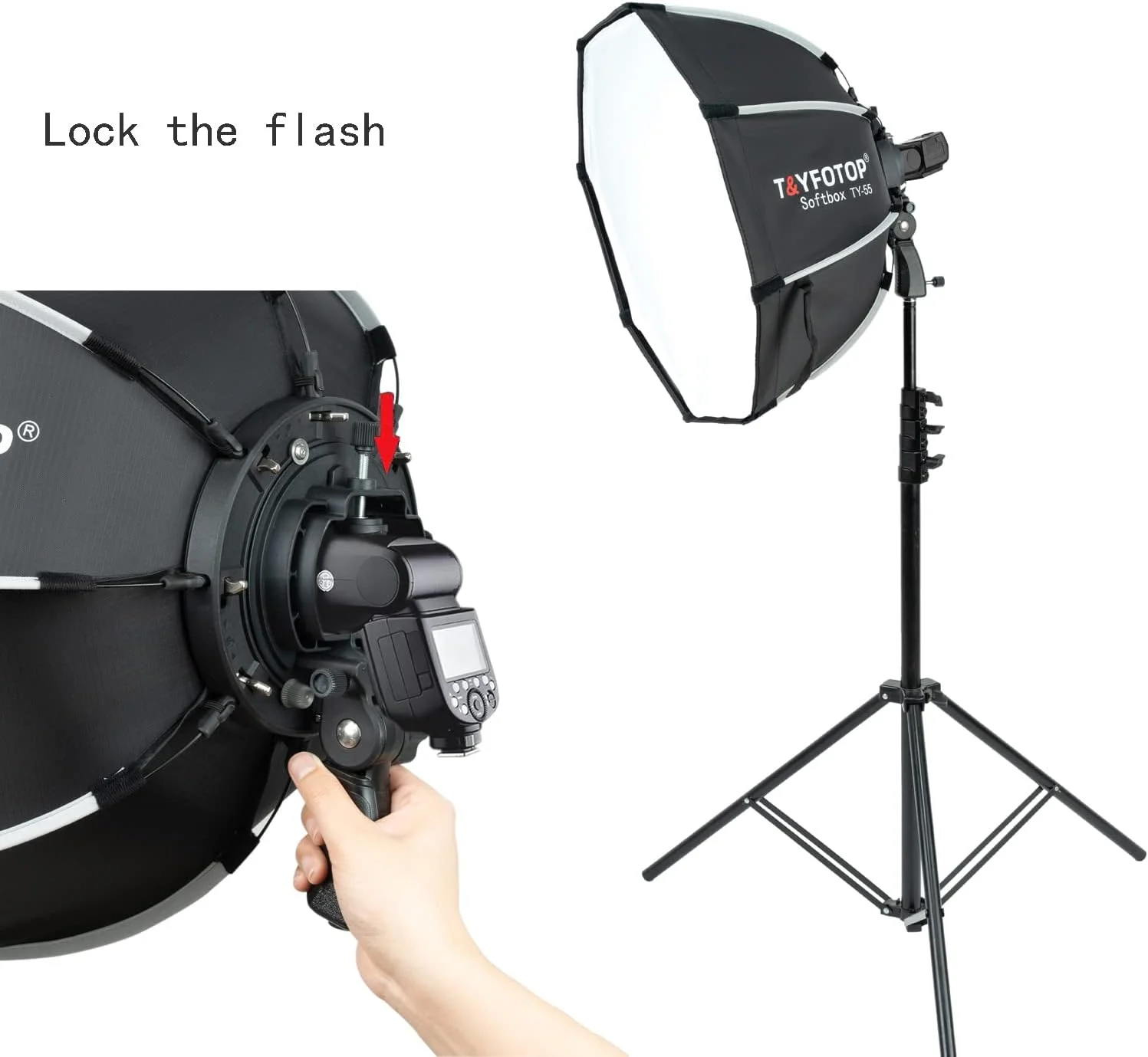 نرم باکس هشت ضلعی T&YFOTOP به قطر 90 سانتی متر به همراه مانت براکت S-Type و کیف حمل، سازگار با فلاش های دوربین TT560 NW561 NW565 NW625 NW635 NW670 750II و غیره (نرم باکس 90 سانتی متری)