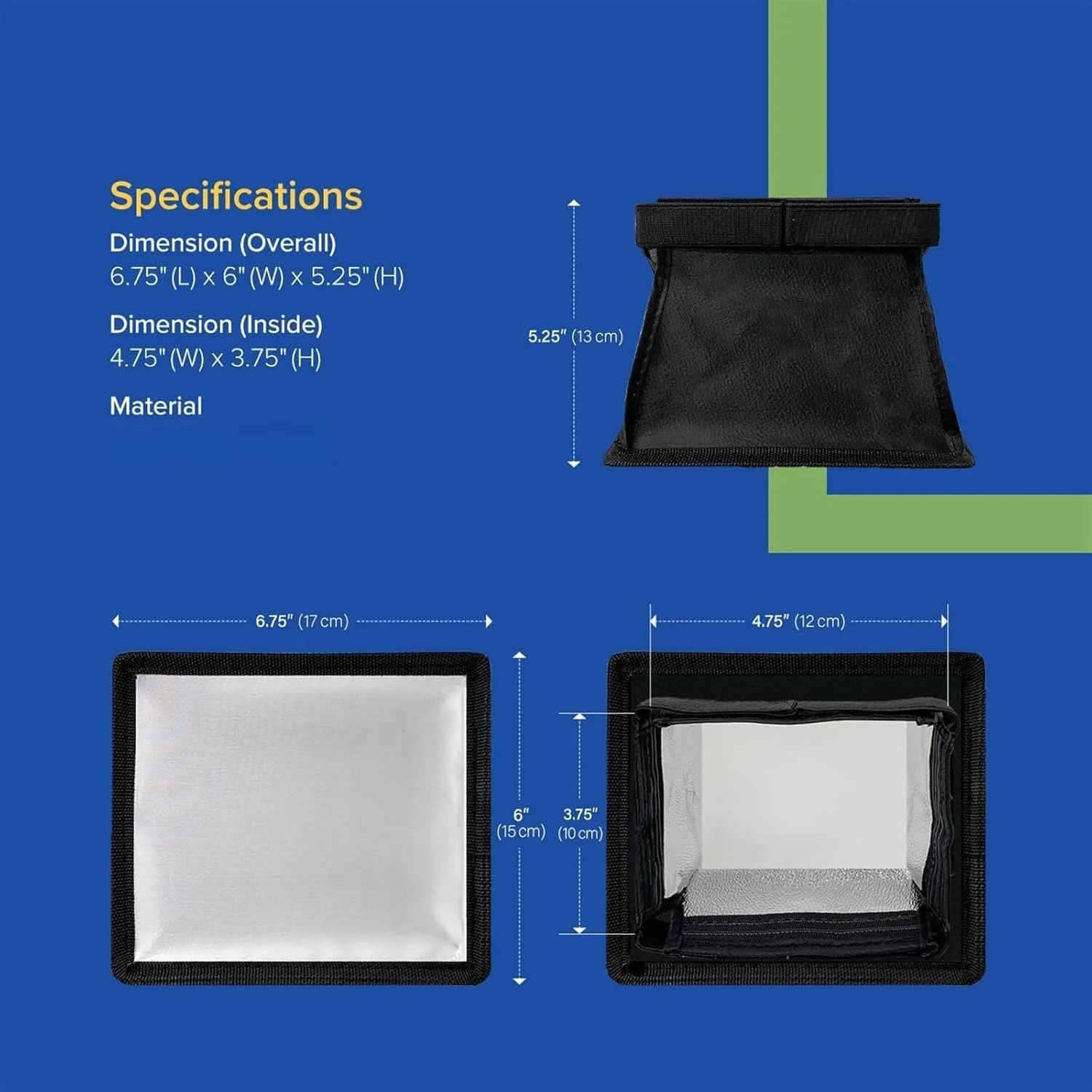 نرم باکس پخش کننده نور فلاش وایت شاپ 15 در 17 سانتی متر، یونیورسال، تاشو با کیف نگهداری، مینی سافت باکس سازگار با کانن نیکون سونی گودکس یونگنو برای دوربین عکاسی فیلمبرداری پنل ال ای دی