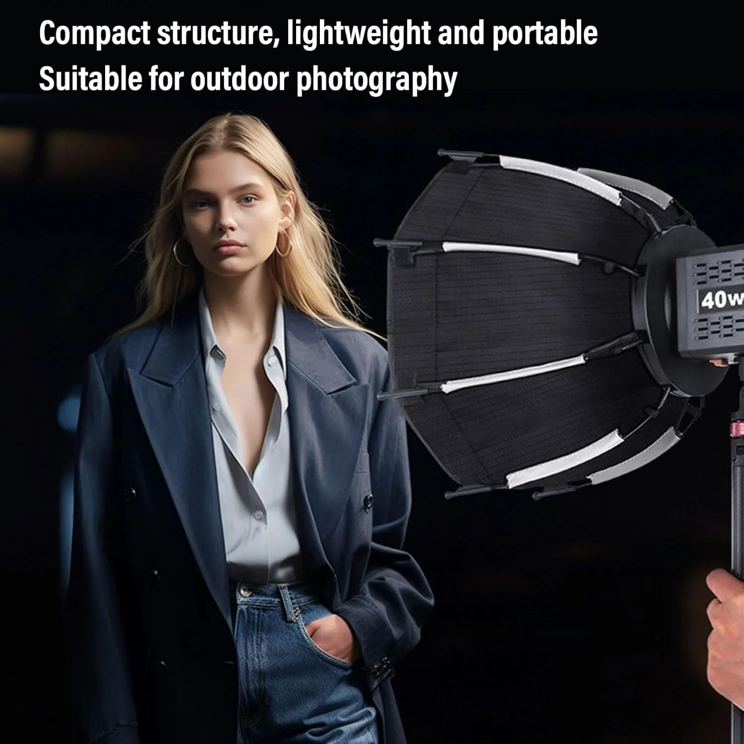 سافت باکس برای مانت، ساختار دهانه عمیق، مونتاژ آسان، سافت باکس چتری، شکل هشت ضلعی 24x29 سانتی متر با گرید برای عکاسی