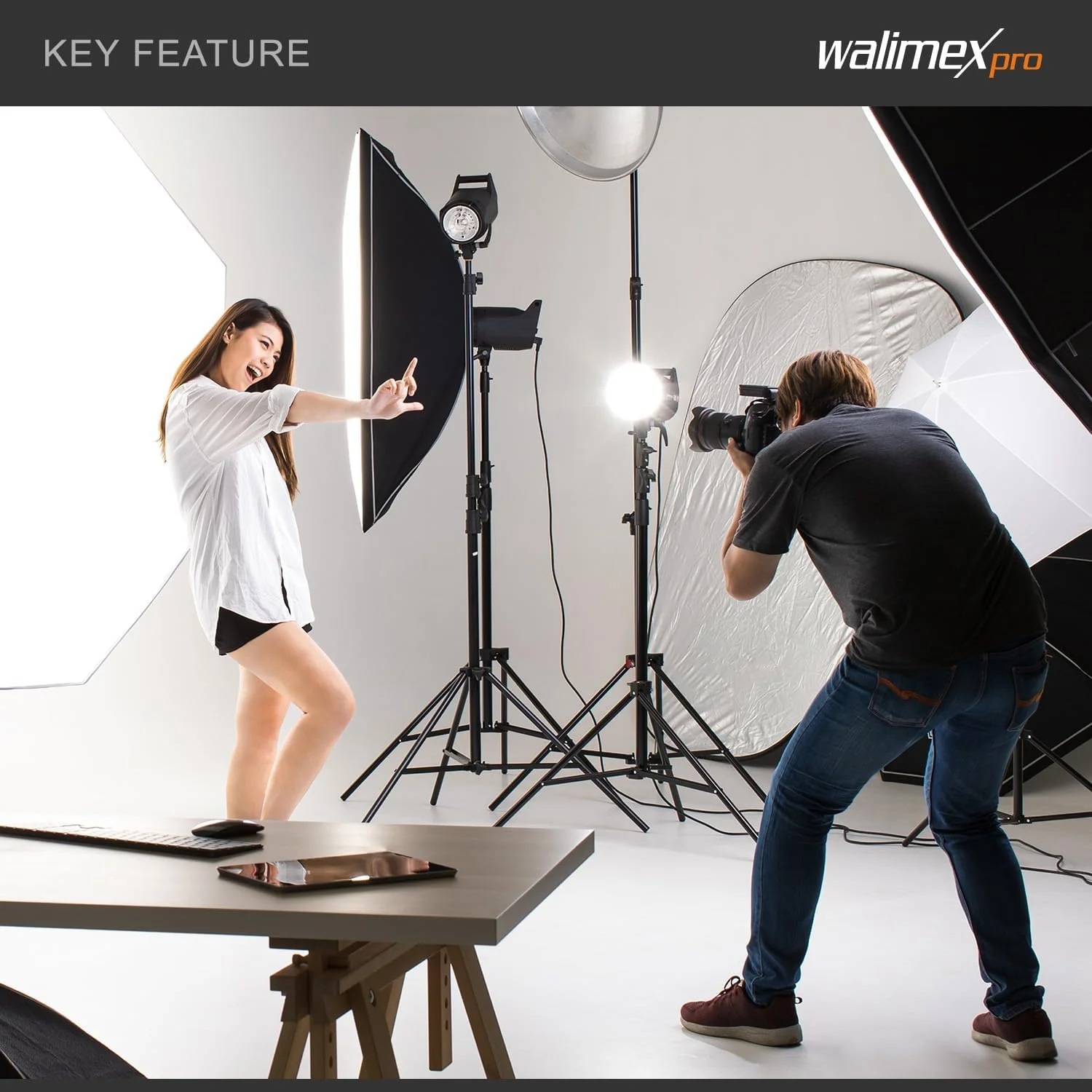 نرم باکس هشت ضلعی والیمکس پرو قطر 60 سانتی متر به همراه 4 عدد LED نور روز 35 واتی (5000 کلوین)، دیفیوزر و کیف، CRI 90+، ایده آل برای عکاسی و فیلمبرداری