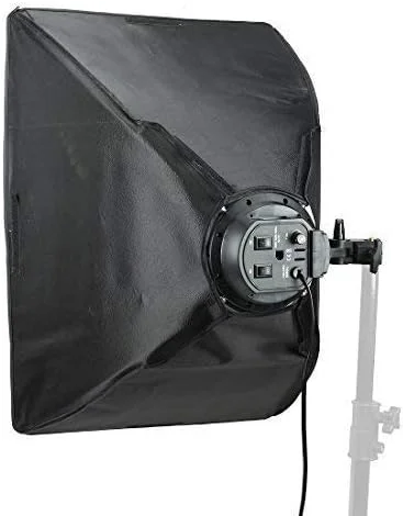 کیت تجهیزات نورپردازی عکاسی سافت باکس 50x70 سانتی متر با پایه نگهدارنده 5 در 1 لامپ E27 آداپتور نگهدارنده لامپ برای استودیوی عکس و فیلم سافت باکس نور ویدیو - مشکی