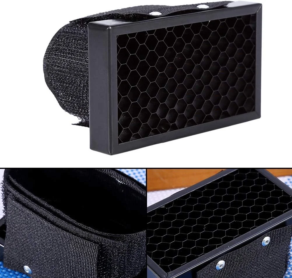 فلاش رو دوربینی، لانه زنبوری، سافت باکس و نورپردازی نقطه ای برای فلاش های نصب شده روی دوربین