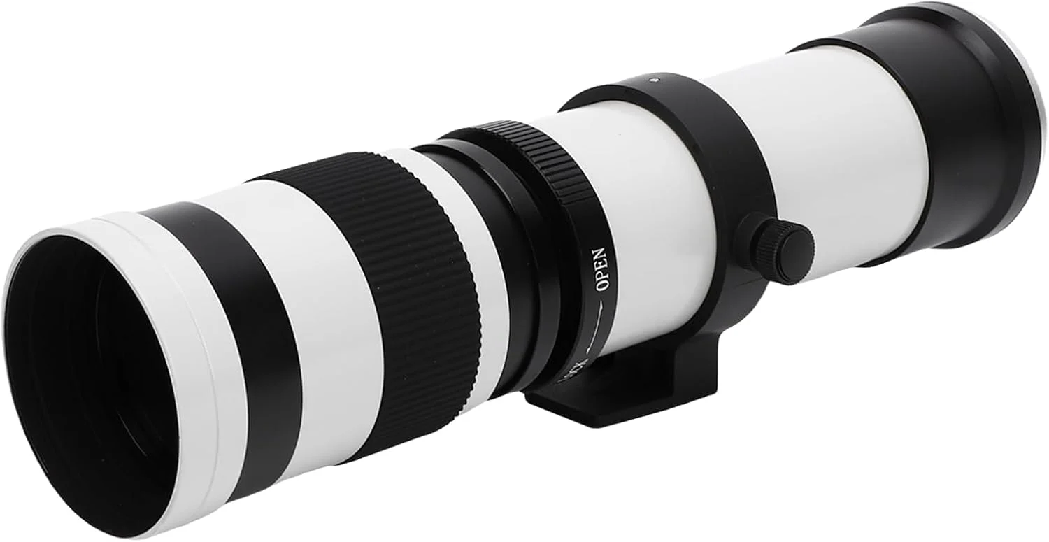 لنز تله فوتو دوربین بدون آینه، F8.3 تا F16 420 تا 800 میلی متر، فوکوس دستی لنز تله فوتو دوربین برای حیات وحش (سفید)