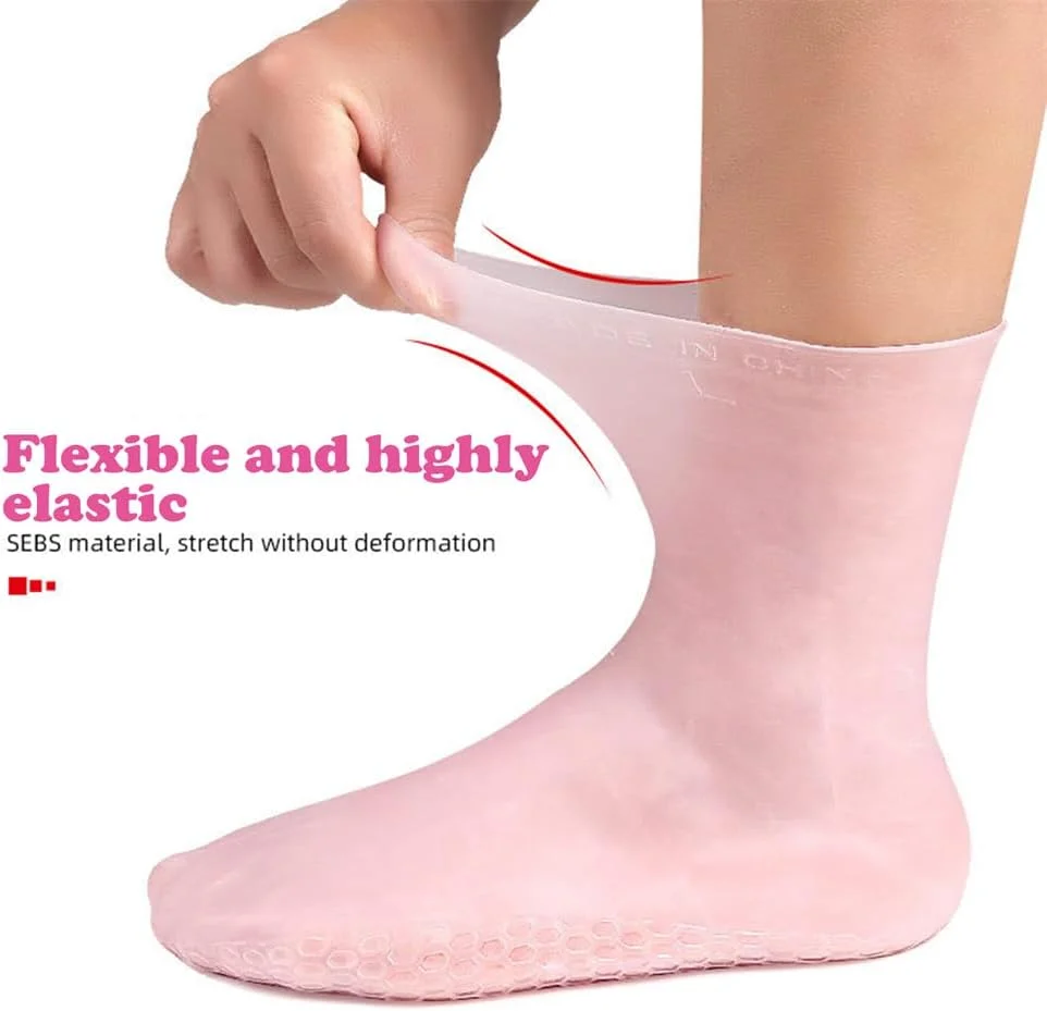 جوراب سیلیکونی بلند زنانه YARDHOBI، جوراب ژلی نرم، جوراب آلوئه ورا، جوراب مرطوب کننده پا، جوراب پدیکور اسپا زنانه برای ترمیم پاهای خشک، پاشنه های ترک خورده و نرم کردن پوست زبر (صورتی)