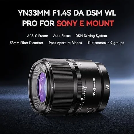 لنز واید انگل ۳۳ میلیمتری YONGNUO YN33mm F1.4S DA DSM با دیافراگم بزرگ F1.4 و فوکوس خودکار، مناسب برای دوربینهای بدون آینه APS-C با مانت Sony E، به همراه ریموت کنترل لنز YONGNUO مدل BR-L1 لنز واید انگل ۳۳ میلیمتری YONGNUO YN33mm F1.4S DA DSM با دیافراگم بزرگ F1.4 و فوکوس خودکار، مناسب برای دوربینهای بدون آینه APS-C با مانت Sony E، به همراه ریموت کنترل لنز YONGNUO مدل BR-L1